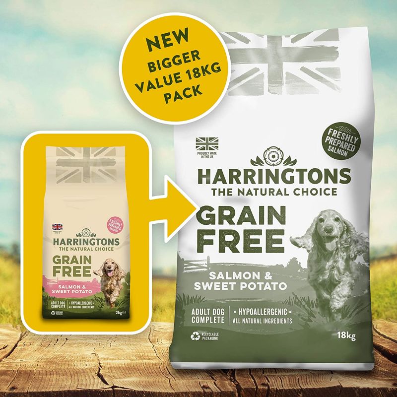 Harringtons Complete Grain Free Hypoallergenic Salmon & Sweet Potato Dry Dog Food 18kg for sale